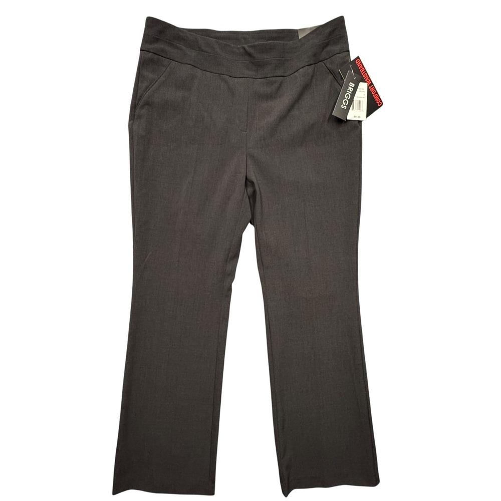 Briggs Comfort Waistband Pull On Pants Office Career Preppy Gray Womens 10 NEW